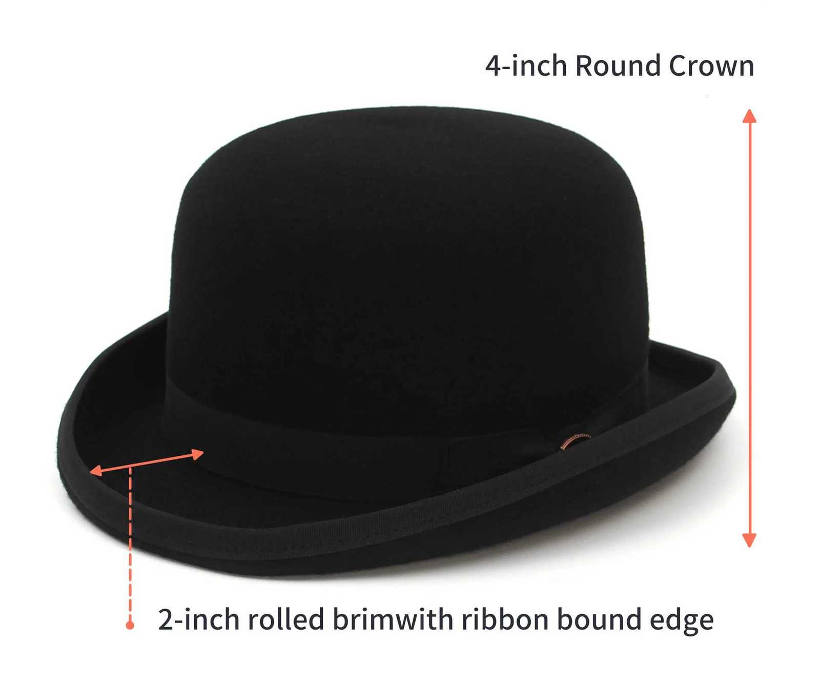 Men top hat Wool Bowler Hat Derby Hat Autumn Winter Vintage British Style Jazz Cap Presidential Hat 11 cm high magician hat X260311 - view 7
