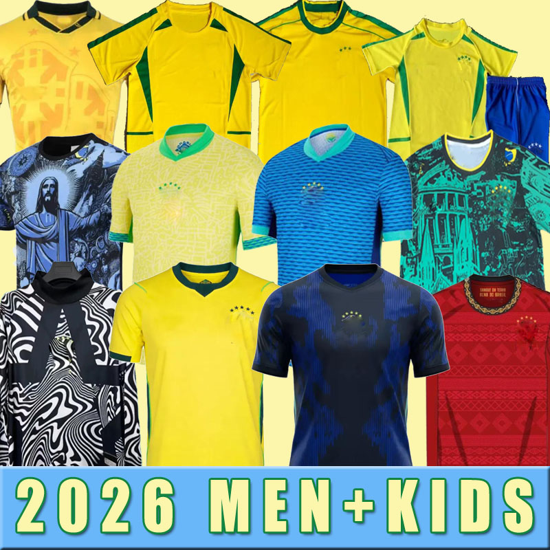 2026 2027 S-4XL RETRO 98 02 BRAZILS Soccer Jerseys Camiseta De Futbol PAQUETA Football Shirt Maillots MARQUINHOS VINI JR home away RICHARLISON MEN KIDS NEYMAR