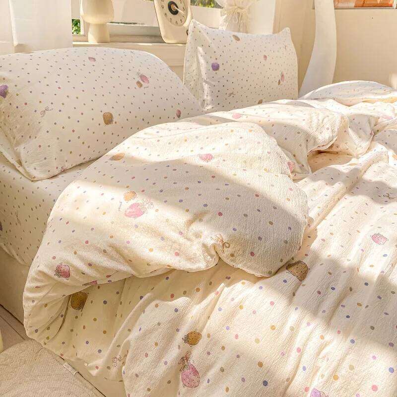 2025 new wrinkled double-layer yarn four-piece set, mattress model, cream wind class A cloud feeling super soft kapok kit H260311