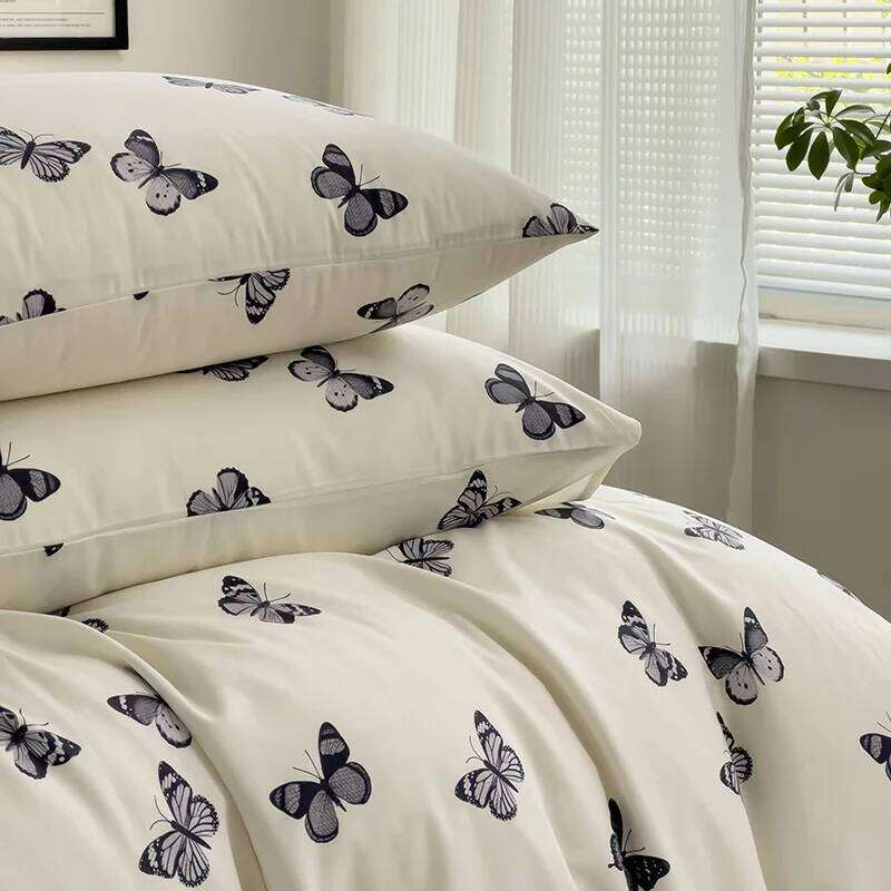 3pcs 100% Cotton Duvet Set 1*Duvet Cover + 2*Pillowcase, Without Core, black butterfly Bedding Set, Soft Comfortable H260311 - view 6