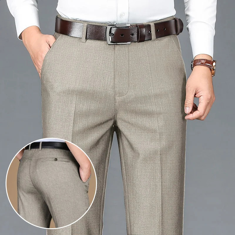 Mens Classic Straight Leg Business Suit Pants Solid Formal Occasion Office Pants Male High Quality Baggy Trousers Plus Size 260227