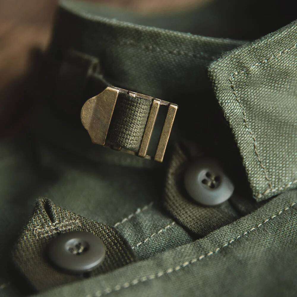 Maden Retro 16oz Canvas Swedish Motorcycle Green Pocket Bomber Jacket Casual Hunting Work Outwear for Men Spring and Fall 26H0311
