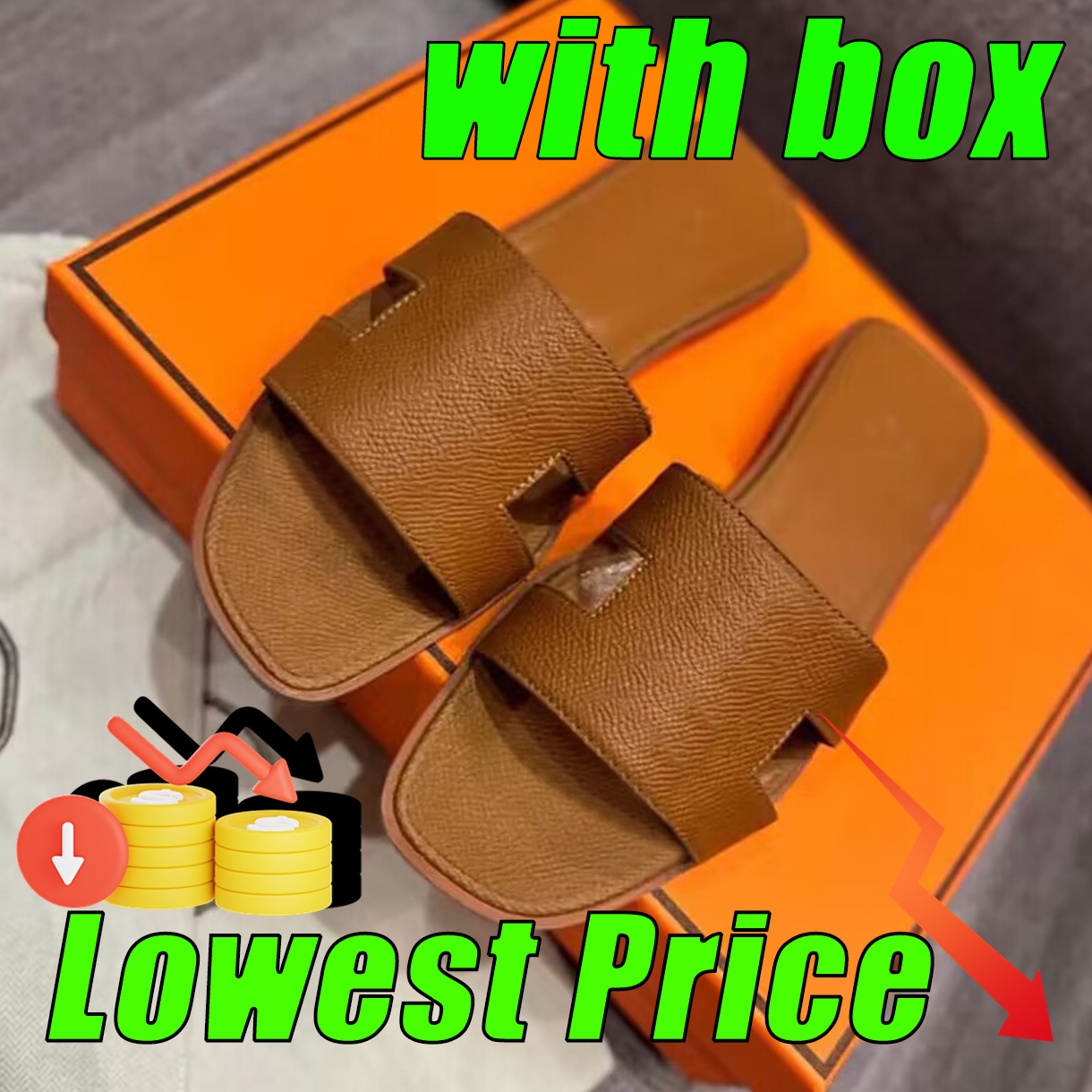 with box womens designer slippers flat summer beach sandals women slide white black brown flip flops mules leather sandal clog slides