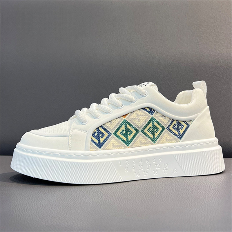Summer Fashion Style Platform Luxury Casual Sports Shoes For Men New White Breathable Mesh Shoes With High Collar. High-top Style High-quality Breatha