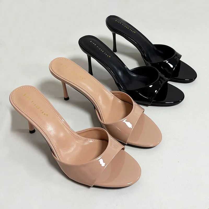 Heeled Footwear Female Slides Women Summer Spring Fashion Round Toe Ladies Thin Heels Sandals Pumps Shoes K260311