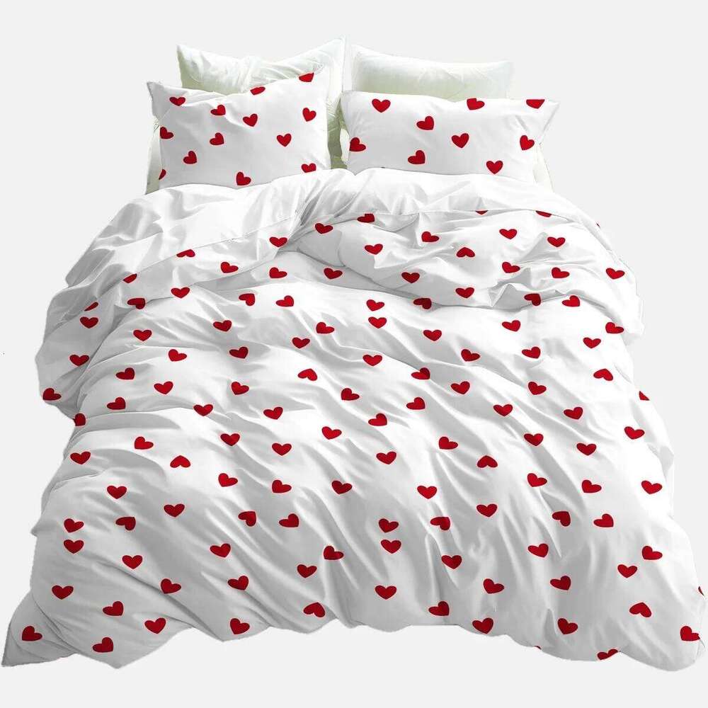 Simple Heart Duvet Cover Pillowcase Nordic Style Valentine's Day Couple Gift Boys Girls Custom Made Bedding Set No Bed Sheet H260311