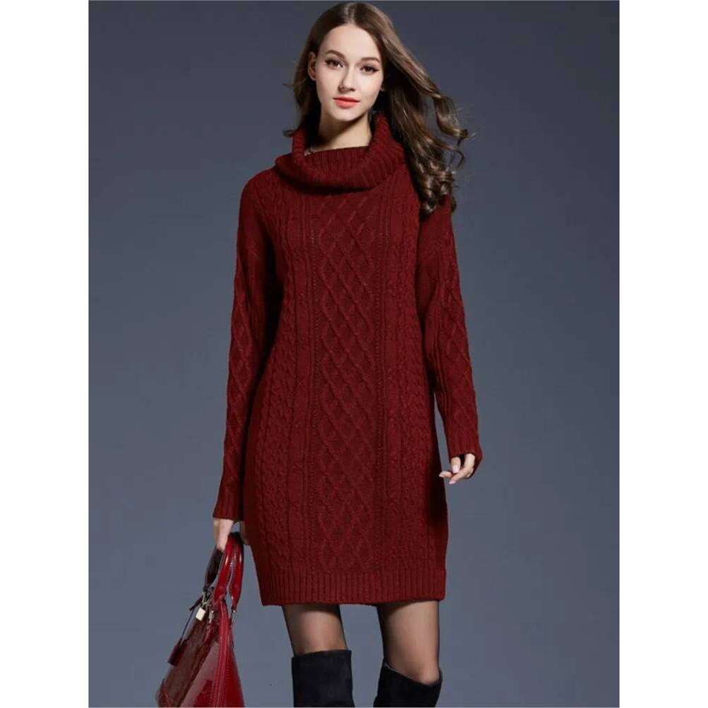 Autumn Winter Knitted Dresses Women Solid Color Long Sleeve Turtleneck Short Dress Temperament Elegant Lady Commuting Vestidos Z260311