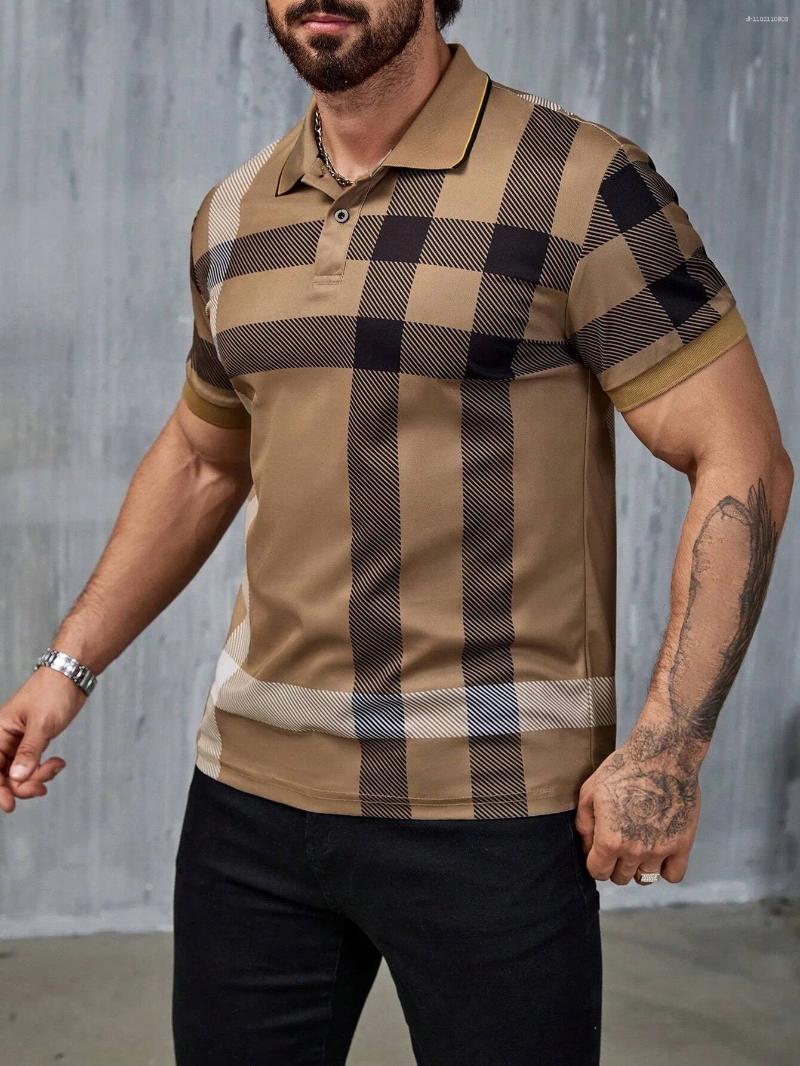 Men's Polos The Short-sleeved POLO Shirt For Summer Features A Casual And Fashionable 3D Striped Pattern Print