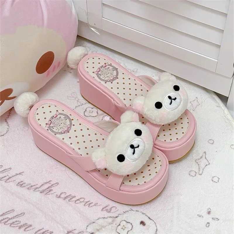Summer Themed Cartoon Bear for Women Outdoor Footwear with Non-Slip Sole Stylish K260311