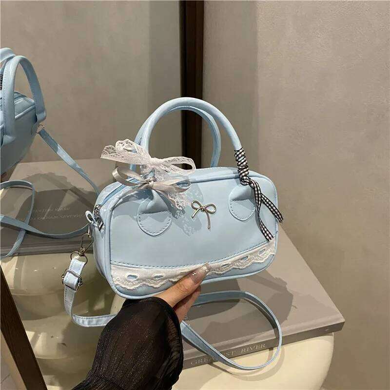 Sweet Ribbon Boston Shoulder Bags for Women Commuter Versatile Ladies Crossbody Bag Solid Color Female Pu Leather Handbags Purse XJ260311