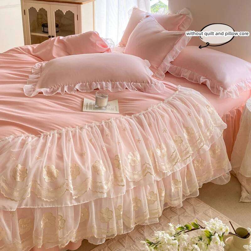 3pcs Korean lace Bedding set wedding Duvet Set 1*Duvet Cover + 2*Pillowcase, Without Corefor bedroom guest room H260311