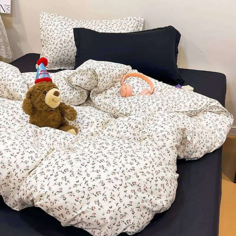 Dusty Purple Leopard Bedding Set Ins Single Queen Duvet Cover Flat Sheet Pillowcase for Girls Boys Home Textile Bed Linens H260311