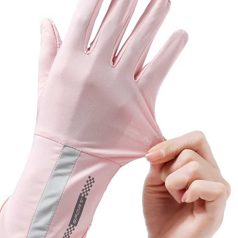 Summer Sunscreen Gloves Women Thin Ice Silk Breathable Glove Sports Tennis Hiking Mitten Touch Screen Driving Cycling Glove M260311