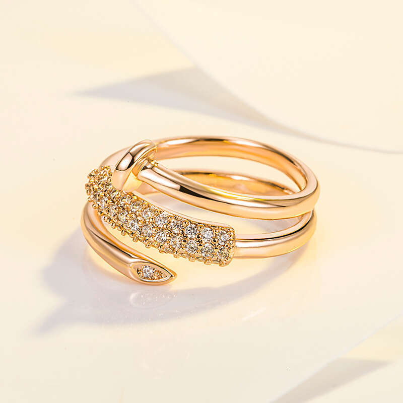 Rings Designer Luxury Ring Jewelry For Women Copper Plated Light Luxury Ring With 18K Gold Three Circle Stud Adjustable Opening Unique Fashion High-En