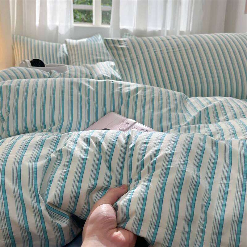 Popular Stripe Style - Bedding Set Twin Full Single Double, Breathable Skin-Friendly,1 Duvet Cover 2 Pillowcases H260311