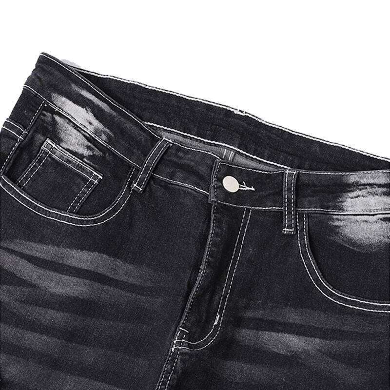 Men's Hole Slim Fit Straight Biker Jeans New Stretch Casual Hip Hop Street Pants Fashion Patchwork Trend Male Denim Trousers Z260225