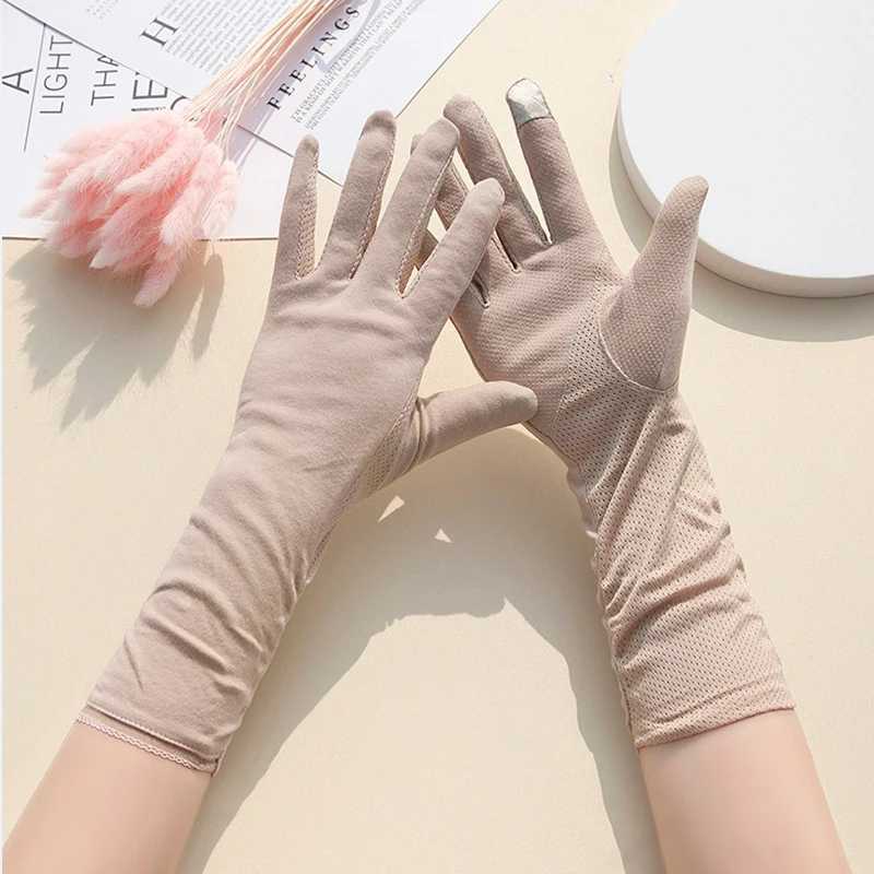 Womens Thin Cotton Extended Anti Slip Elastic Cycling Sun Shading Breathable Touch Screen Summer Driving Sun Protection Gloves M260311
