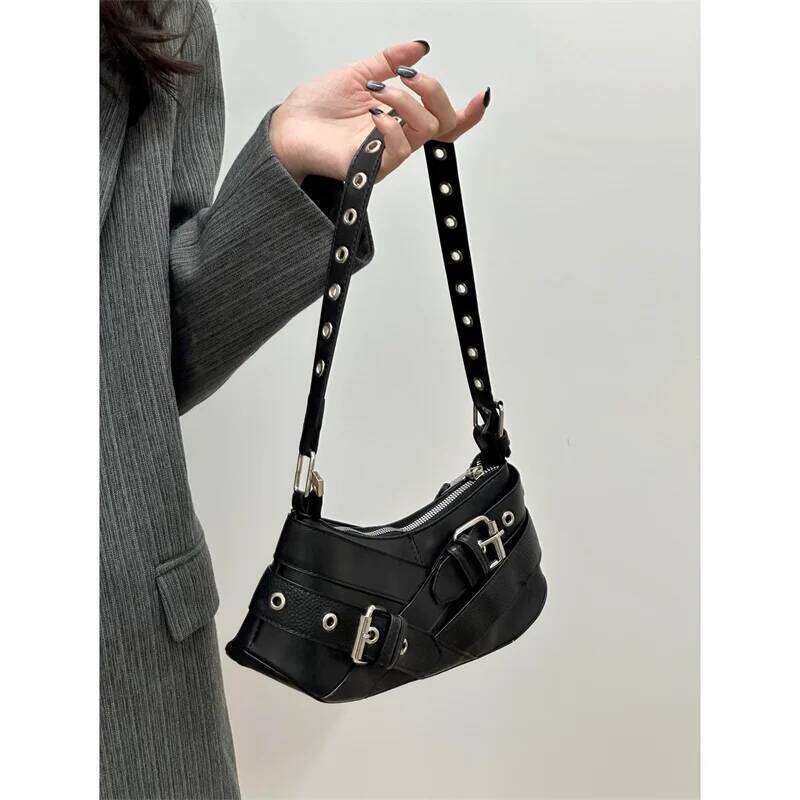 Gothic Punk Style Women's Cool Shoulder Bags Luxury Design Pu Leather Ladies Handbag Fashion Hot Girls Underarm Bag Y2k Purses XJ260311