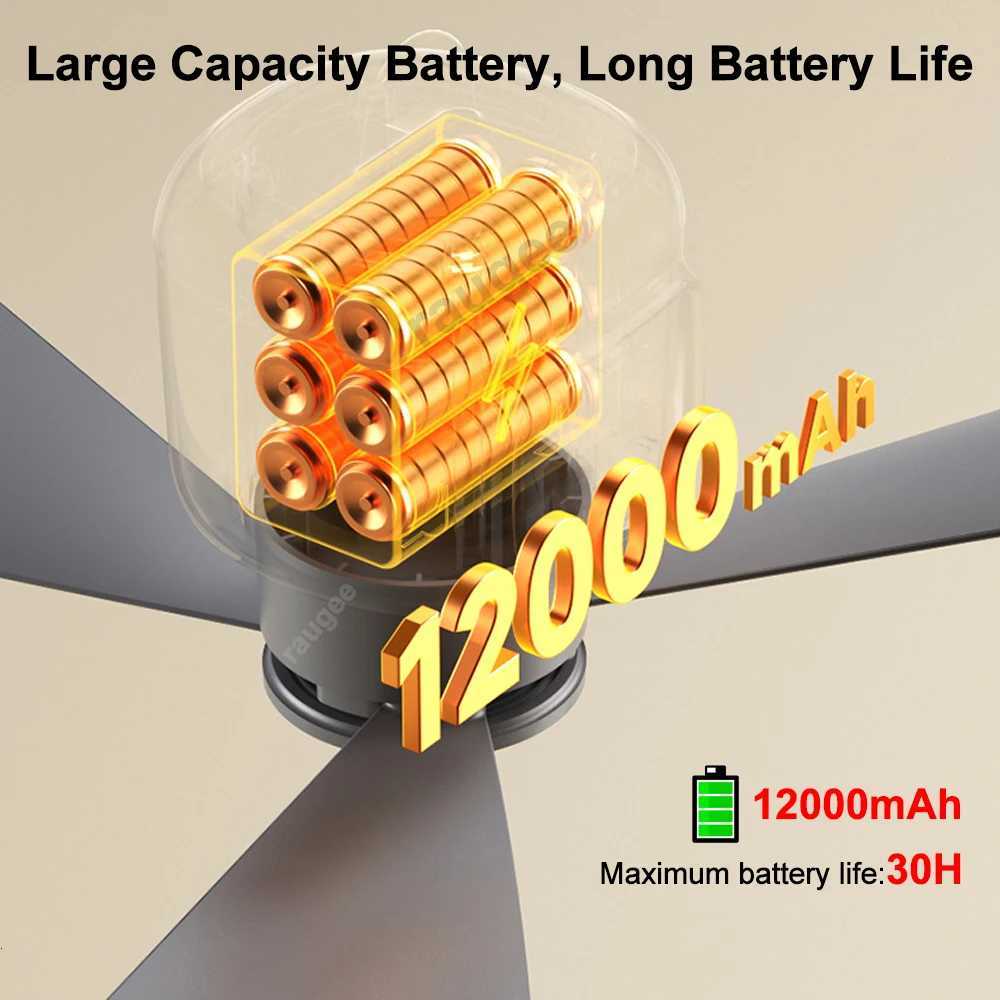 12000mAh Portable Ceiling Fans Outdoor Camping Fan Tent Air Circulator Cooler Rechargeable Electric Fan LED Light Remote Control X260311