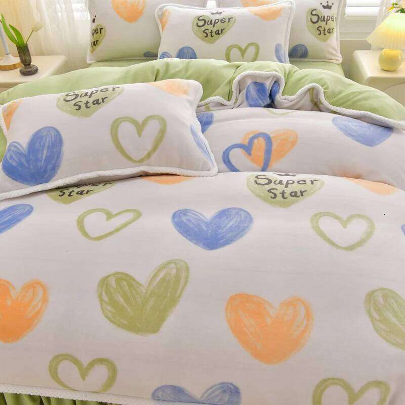 Winter Milk Four-Piece Set Class A Thickened Warm Fleece Home Anti-static Duvet Cover Bed Sheet King Queen Bedding Sets H260311