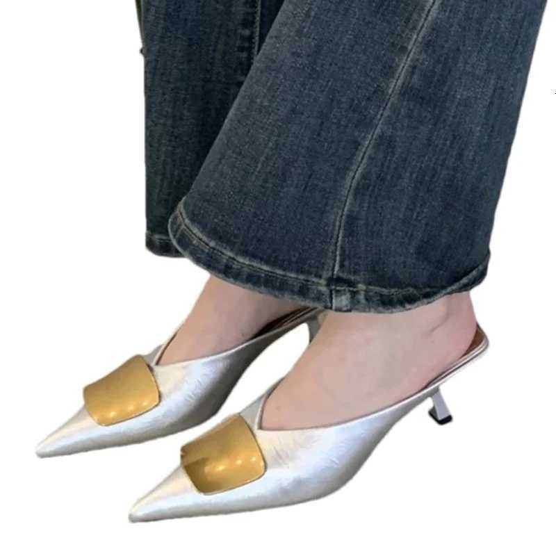 Womens Shoes High Heels Mules Shoes Pointed Toe Heeled Sandals for Women Elegant Party Slides 2025 Designer Shoes Zaoatos K260311