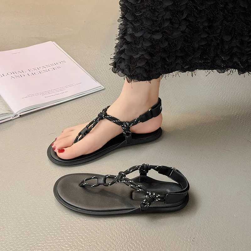 rope sandals womens casual flat shoes summer beach flat shoes 2025 new vacation flip-flops K260311