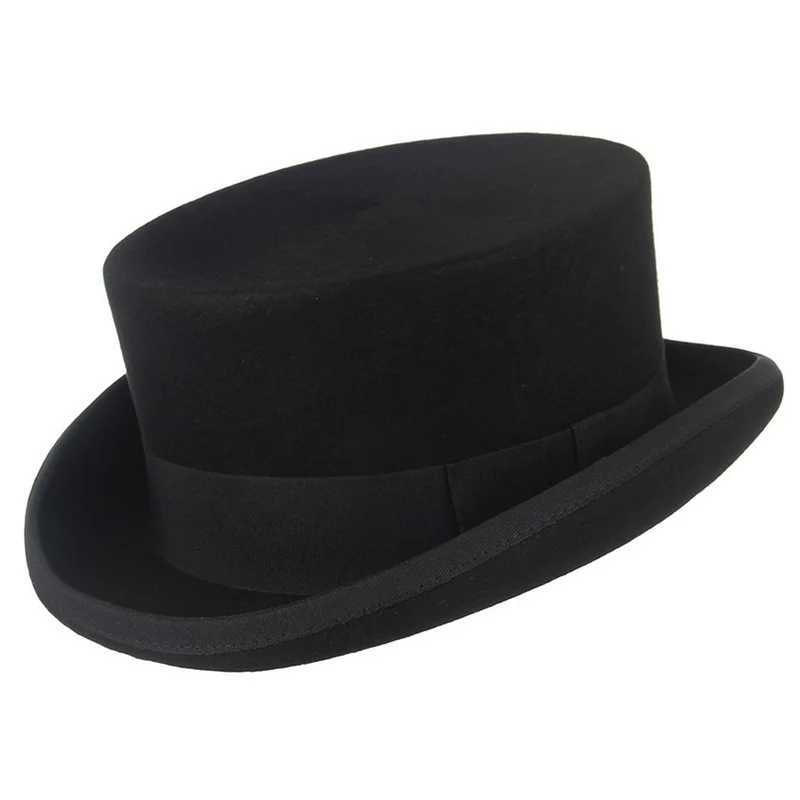 Men top hat Wool Bowler Hat Derby Hat Autumn Winter Vintage British Style Jazz Cap Presidential Hat 11 cm high magician hat X260311
