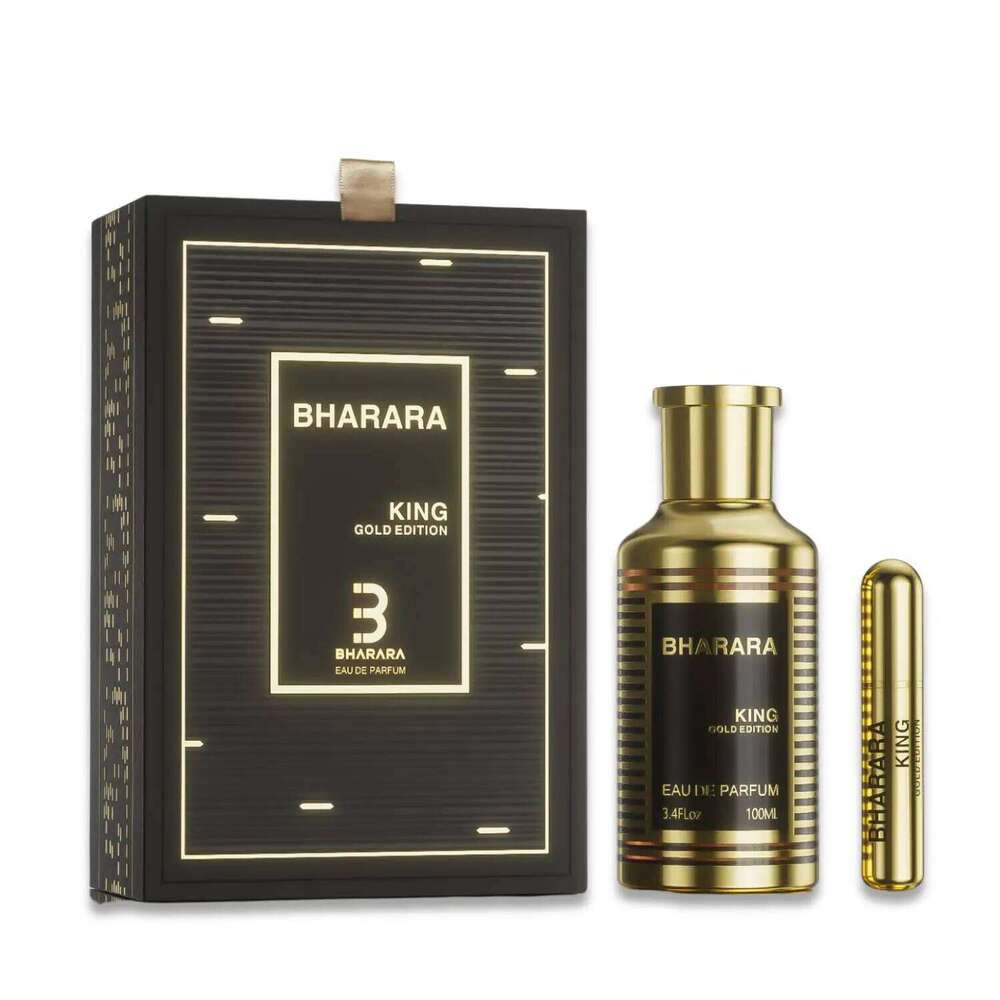 Bharara King Gold Edition EDP 3.4oz/100ml Strong Amber Woody Long Lasting Cologne, Luxury Gift for Him Christmas & Halloween Z260311
