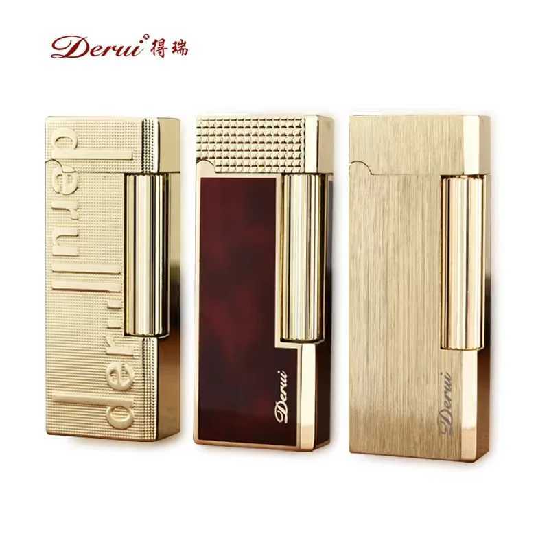 New High-end Womens Narrow Version Lighter Metal Grinding Wheel Side-slip Ignition Gas Open Flame Lighter Exquisite Gift N260311