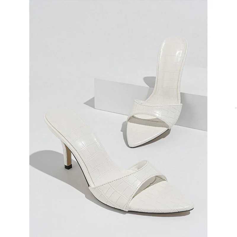Women Sexy Pointed Toe High Heel Slippers Simple Solid Color Ladies Large Size Party Shoes Comfortable Rubber Sol K260311