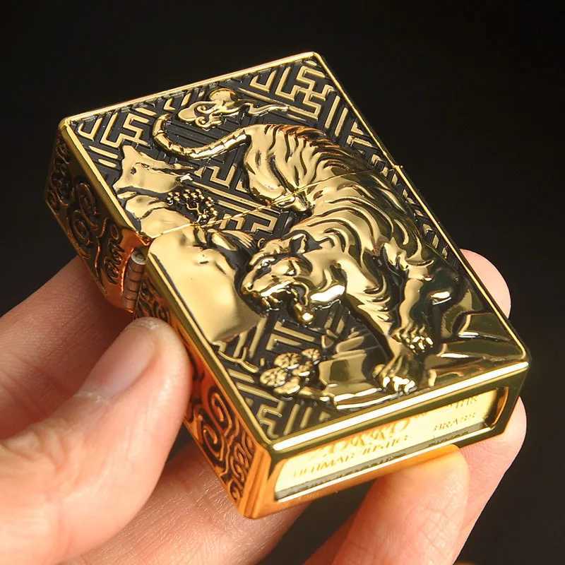Kerosene Lighter Personalized Armor Tiger-huge Power Windproof Lighter Creative Mens Gadget Gift Lighter N260311
