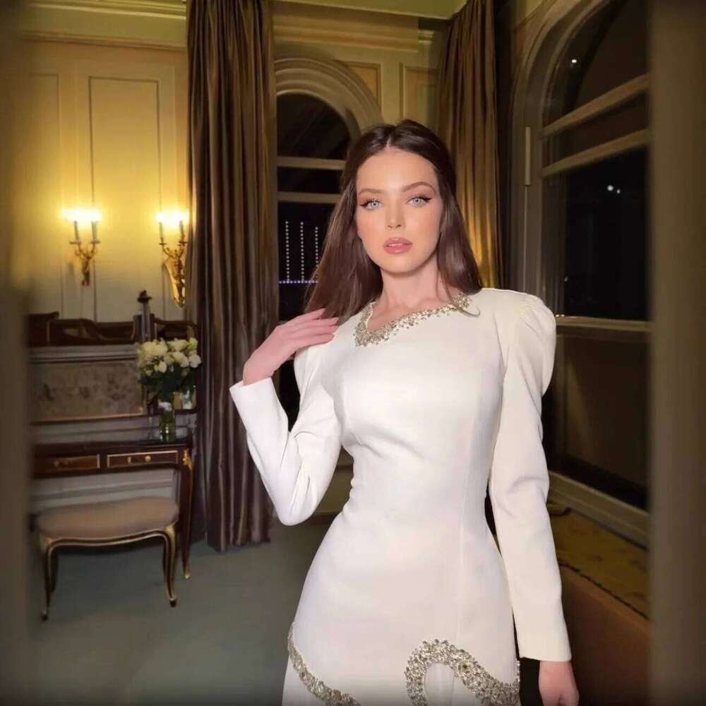 2025 Spring Summer American European New Fashion Women's Long Sleeve Ankle Length Studded Casual Trendy Loose Dresses Z260311