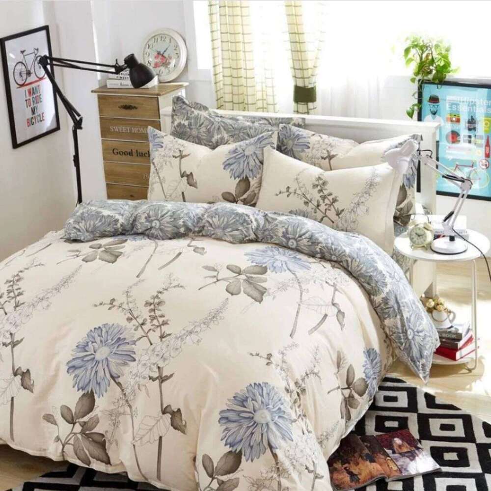 Botanical Floral Duvet 3PCS Chrysanthemum Pattern Comforter Cover Microfiber Farmhouse Flower Leaves Bedding Set Twin H260311