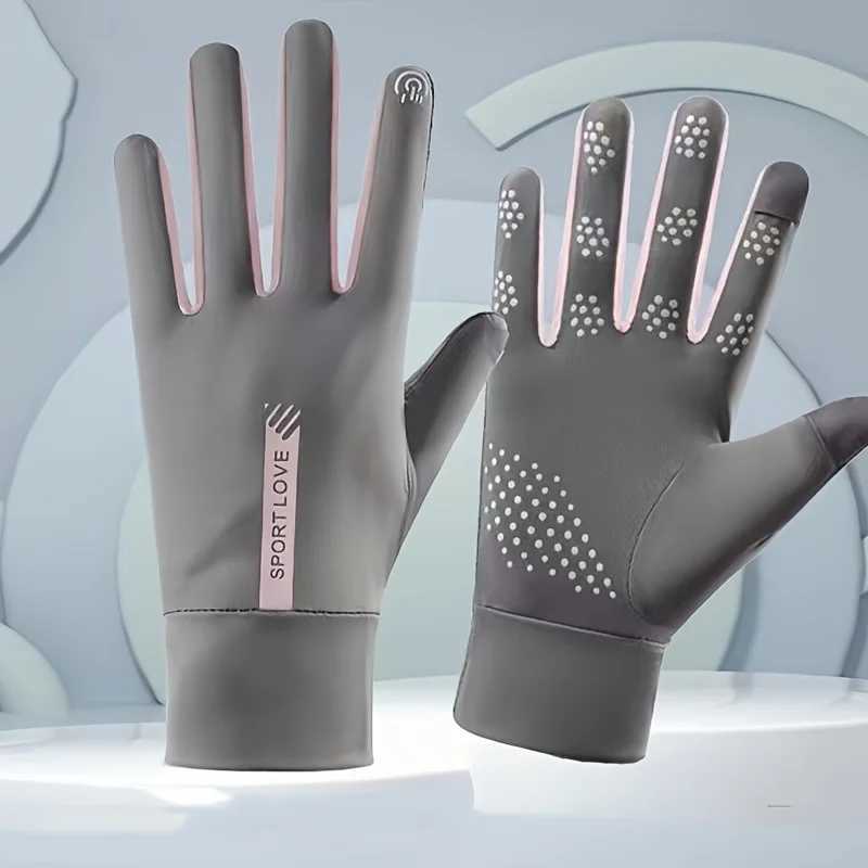 Sunscreen Gloves Ice Silk Breathable Outdoor Sports Cycling Gloves Anti-Slip Quick-Drying Gloves Women Light Driving Gloves M260311