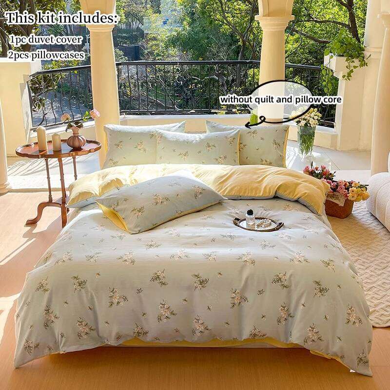 3pcs soft Duvet Set 1*Duvet Cover + 2*Pillowcase, Without Core Pastoral style floral Bedding Set, Soft Comfortable H260311