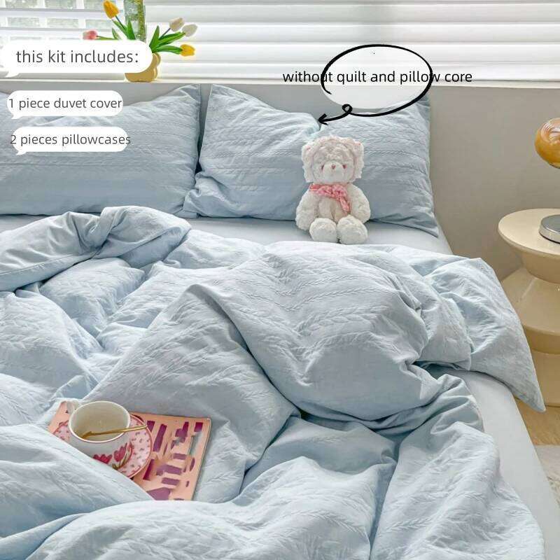3pcs Jacruard Duvet Set 1*Duvet Cover + 2*Pillowcase, Without Core, pure color Bedding Set, Soft Comfortable H260311 - view 4