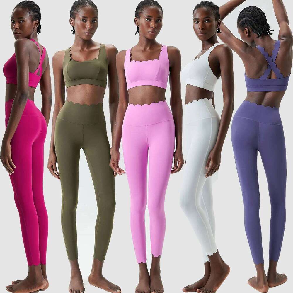 Women Solid Color Gym Suit Two Pieces Fitness Yoga Set Super Streth Slim Fit Running Sportswear Breathable Workout Clothes 26H0311