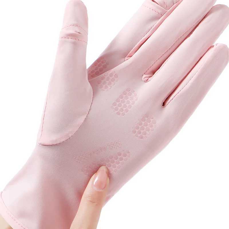 Summer Sunscreen Gloves Women Thin Ice Silk Breathable Glove Sports Tennis Hiking Mitten Touch Screen Driving Cycling Glove M260311
