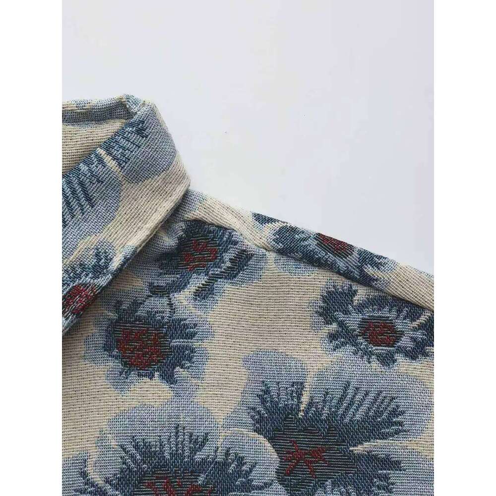Men's Long-Sleeve Ink Jacquard for Spring and Autumn, Retro Niche Versatile Thin Coat, Stylish Casual Jacket 26H0311