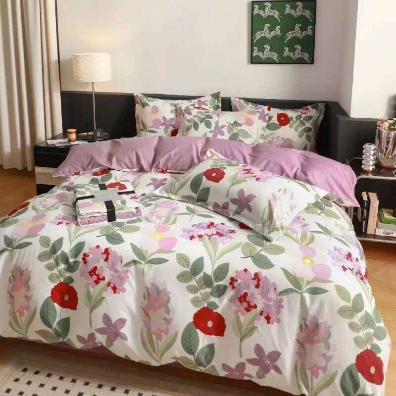 Beddings Sets New Four-piece Skin-friendly Long-staple Cotton Single Double Bedsheets Set with Pillows Case Bed Linen H260311