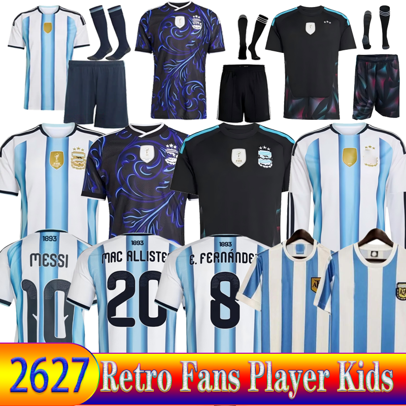 2026 2027 Argentina Soccer Jerseys 3 Star MESSIS 50-Years Anniversary 26 27 Fans Player MAC ALLISTER DYBALA DI MARIA MARTINEZ DE PAUL Child Kids Kit Men Football ShirtS