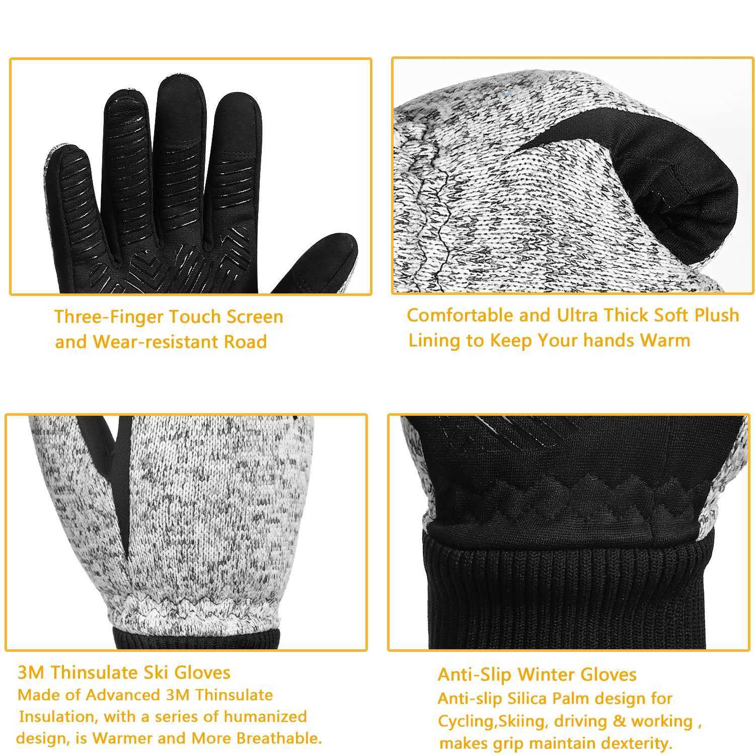 MOREOK Winter -20F 3M Warm Gloves Cycling Outdoor Sports Running Motorcycle Ski Touch Screen Non-slip Wear-re Gloves M260311