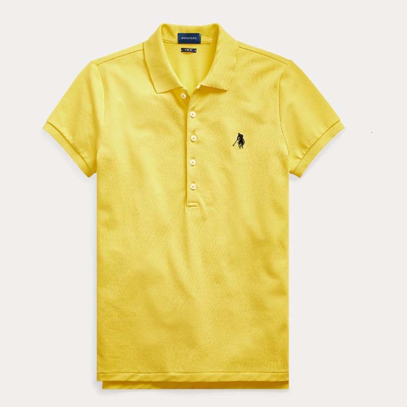 New Designer Shirt Women's Summer Clothing: 5-button Pony Collar Embroidered Solid Shirt Plus-size Slim-fit Designer Hoodie Short-sleeve Classic 