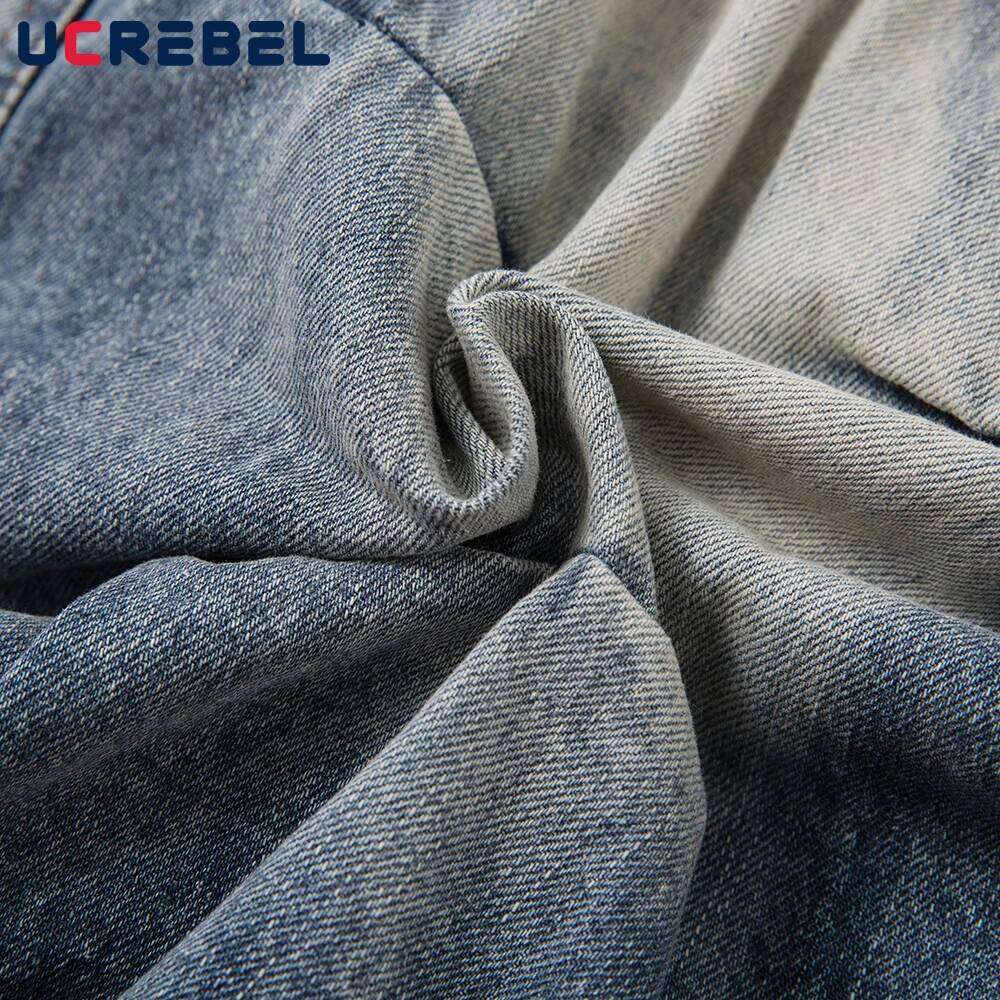 Pleated Washed Distressed Jeans Mens Retro High Street Pocket Loose Wide Leg Denim Pants Men Trousers Z260225