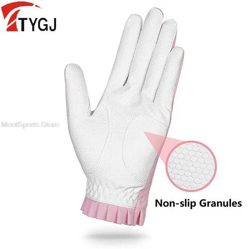 Ttygj 1 Pair Gloves Woman PU Leather Soft Gloves Ladies Anti-Slip Granules Sports Mittens Elegant Right Left Hand Aids M260311