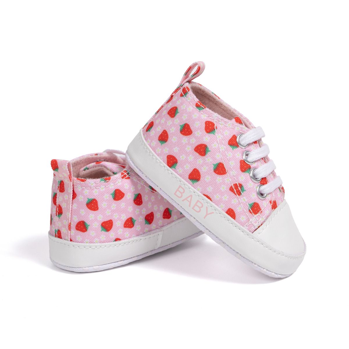 Hot Sale Infant Strawberry Girls Baby Casual High Top Non-Slip Soft Bottom Soft Sole Kidszworld Toddler Crib Shoes 0-18M Months K0014