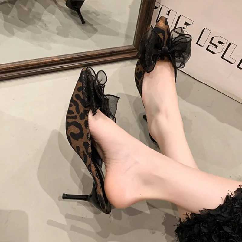 2025 Fashion Slingbacks Womens High Heels New Leopard Print Summer Butterfly-knot Plus Size Best Seller Closed Toe K260311