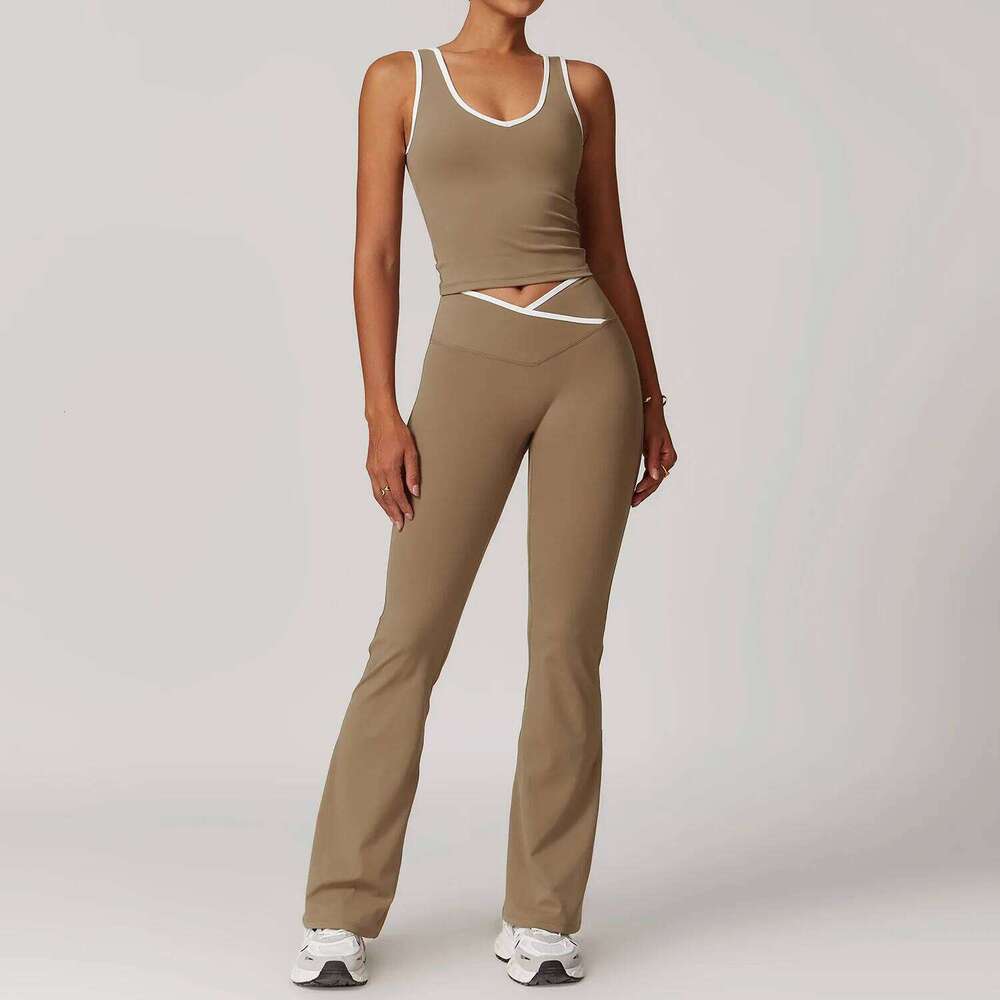 Yoga Set 2 Pieces Workout Outfits Fitness Sportswear Gym Tracksuit High Waist Leggings Sports Bra Athletic Wear Women Clothes 26H0311