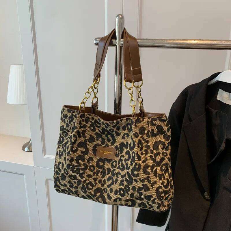 Best Selling Women's Retro Leopard Print Single Armpit Shoulder Large Capacity Tote Bag, Daily Handbag Women Shopping XJ260311