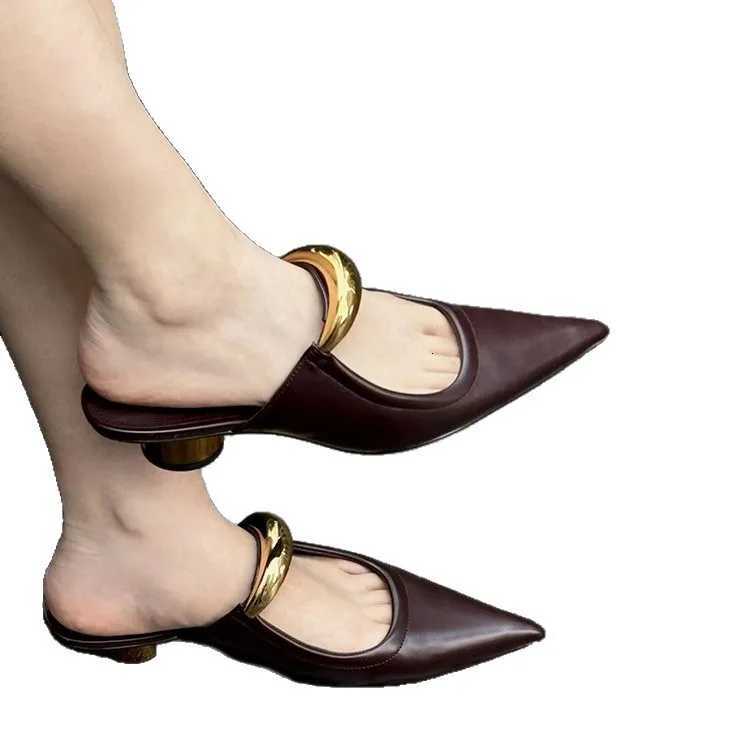 Womens Gothic Punk Metal Low Heel Sandals Platform Muller Shoes Summer New 2025 Collection K260311